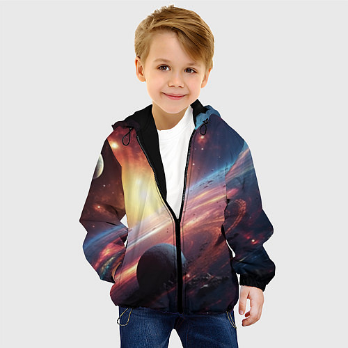 Детская куртка Фантастика космос и планета / 3D-Черный – фото 4