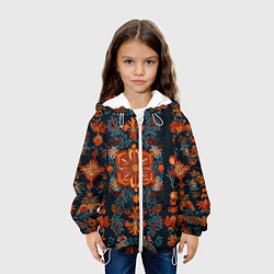 Куртка с капюшоном детская Текстуры в славянском стиле, цвет: 3D-белый — фото 2