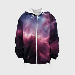 Куртка с капюшоном детская Абстрактный космос фантастика, цвет: 3D-белый