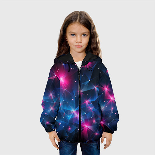 Детская куртка Яркие неоновые вспышки в космосе / 3D-Черный – фото 3