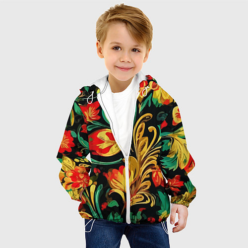 Детская куртка Хохлома акварель / 3D-Белый – фото 4