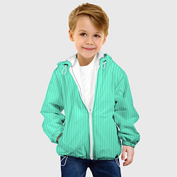 Куртка с капюшоном детская Светлый бирюзовый в тонкую полоску, цвет: 3D-белый — фото 2