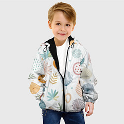 Куртка с капюшоном детская Листья и узоры, цвет: 3D-черный — фото 2