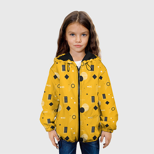 Детская куртка Геометрия в стиле мемфис на желтом / 3D-Черный – фото 3