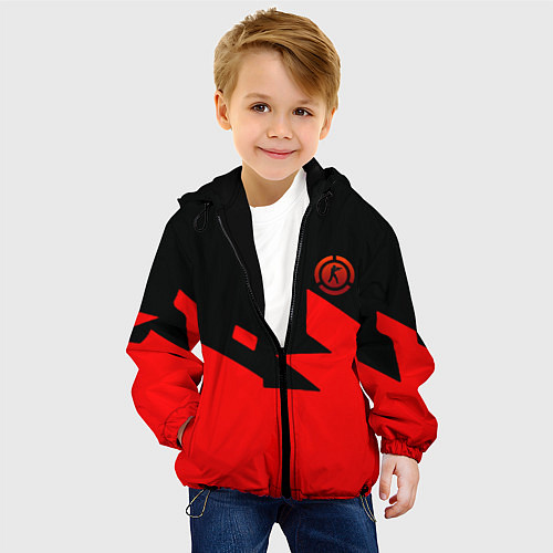 Детская куртка CSGO стильная геометрия красный / 3D-Черный – фото 4