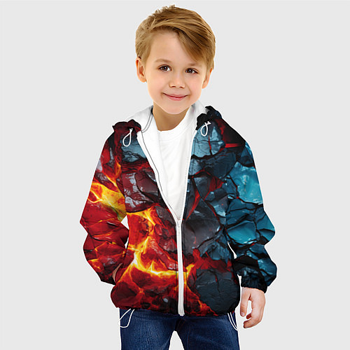 Детская куртка Темная огненная плитка / 3D-Белый – фото 4