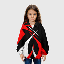 Куртка с капюшоном детская Красные и белые линии, цвет: 3D-черный — фото 2