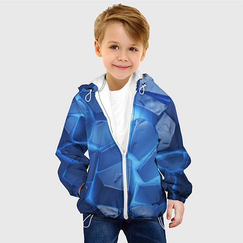 Детская куртка Синие ледяные плиты с разломом / 3D-Белый – фото 4