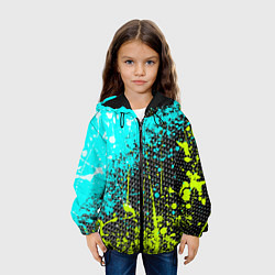 Куртка с капюшоном детская Брызги красок с геометрией, цвет: 3D-черный — фото 2