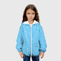 Куртка с капюшоном детская Снежинки на нежно голубом, цвет: 3D-белый — фото 2