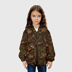 Куртка с капюшоном детская Текстура элементаля земли, цвет: 3D-черный — фото 2