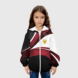 Куртка с капюшоном детская Униформа Россия - бордовая, цвет: 3D-белый — фото 2