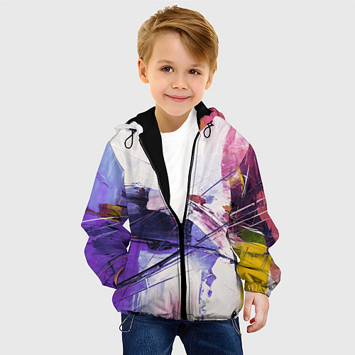 Детская куртка Хаотичные мазки краски / 3D-Черный – фото 4
