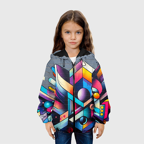 Детская куртка Геометрическое абстрактное граффити - нейросеть / 3D-Черный – фото 3