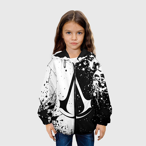 Детская куртка Assasins Creed - black and white / 3D-Черный – фото 3