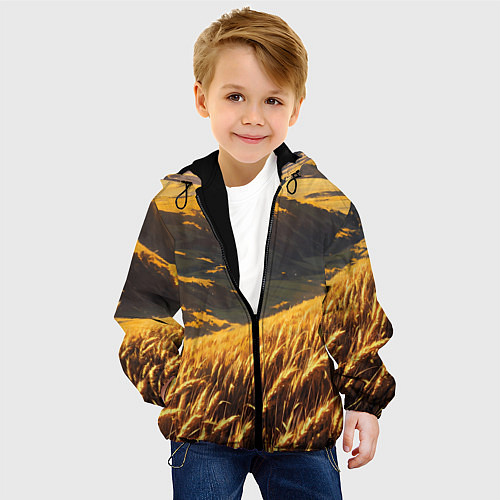 Детская куртка Пшеничное поле - аниме / 3D-Черный – фото 4