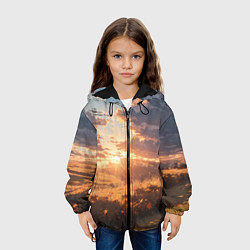 Куртка с капюшоном детская Вечерний закат - аниме, цвет: 3D-черный — фото 2