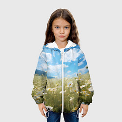Куртка с капюшоном детская Ромашковое поле, цвет: 3D-белый — фото 2