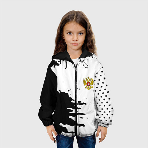 Детская куртка Россия герб звёзды в красках / 3D-Черный – фото 3