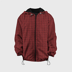 Куртка с капюшоном детская Тёмно-красный текстурированный полосатый, цвет: 3D-черный