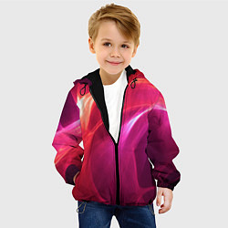 Куртка с капюшоном детская Красно-розовый энергетический хаос волн, цвет: 3D-черный — фото 2