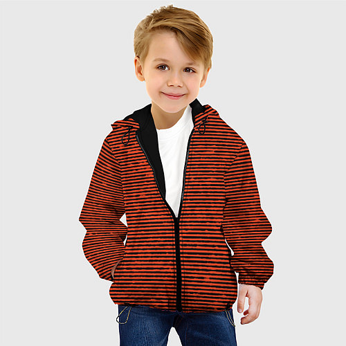 Детская куртка Чёрно-оранжевый полосатый / 3D-Черный – фото 4