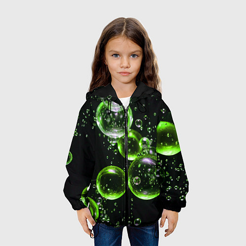 Детская куртка Зеленые пузыри на черном / 3D-Черный – фото 3
