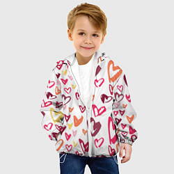 Куртка с капюшоном детская Сердечки паттерн, цвет: 3D-белый — фото 2