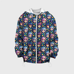 Куртка с капюшоном детская Аниме персонажи паттерн, цвет: 3D-белый