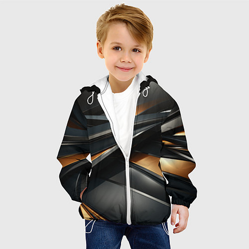 Детская куртка Черная абстракция геометрия / 3D-Белый – фото 4