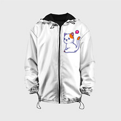 Куртка с капюшоном детская Милый кот обиделся с разбитым сердечком, цвет: 3D-черный