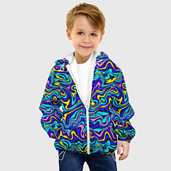 Куртка с капюшоном детская Psychedelic multicolored pattern, цвет: 3D-белый — фото 2
