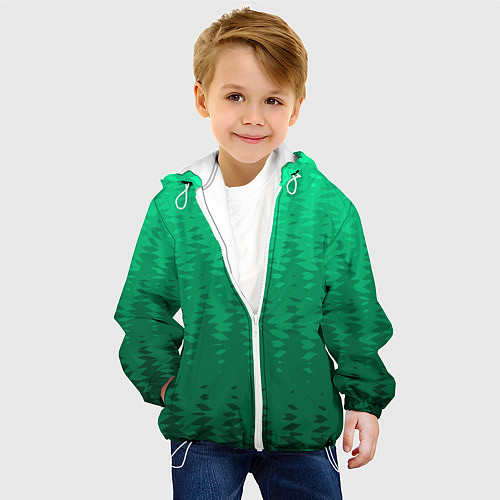 Детская куртка Зелёный абстрактный градиент / 3D-Белый – фото 4