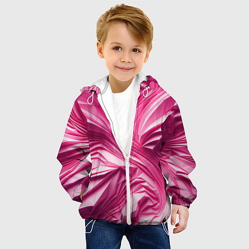 Детская куртка Розовые ломанные линии / 3D-Белый – фото 4