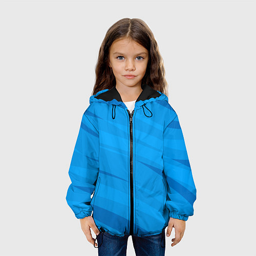 Детская куртка Насыщенный голубой полосами / 3D-Черный – фото 3