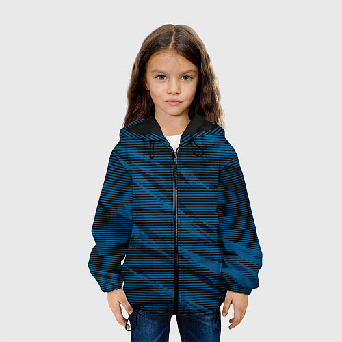 Детская куртка Полосатый чёрно-синий / 3D-Черный – фото 3