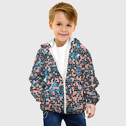Куртка с капюшоном детская Паттерн мозаика бирюзово-розовый, цвет: 3D-белый — фото 2