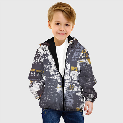 Детская куртка Газетная страничка / 3D-Черный – фото 4