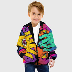 Куртка с капюшоном детская Психоделические руки, цвет: 3D-черный — фото 2