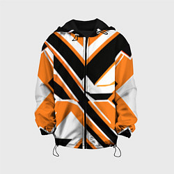 Куртка с капюшоном детская Чёрно-оранжевые широкие линии на белом фоне, цвет: 3D-черный