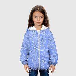 Куртка с капюшоном детская Синие цветочные рожицы, цвет: 3D-белый — фото 2