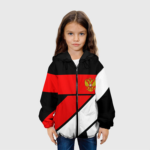 Детская куртка Россия герб спорт текстура / 3D-Черный – фото 3