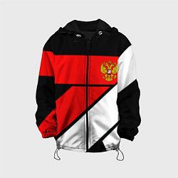 Куртка с капюшоном детская Россия герб спорт текстура, цвет: 3D-черный