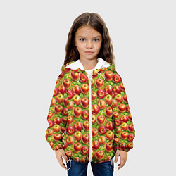 Куртка с капюшоном детская Румяные яблоки паттерн, цвет: 3D-белый — фото 2
