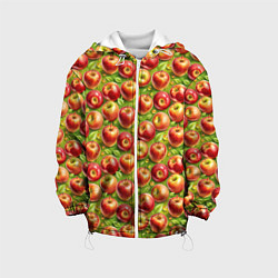 Куртка с капюшоном детская Румяные яблоки паттерн, цвет: 3D-белый