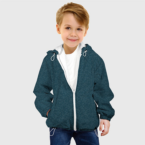 Детская куртка Текстурированный тёмный сине-зелёный / 3D-Белый – фото 4