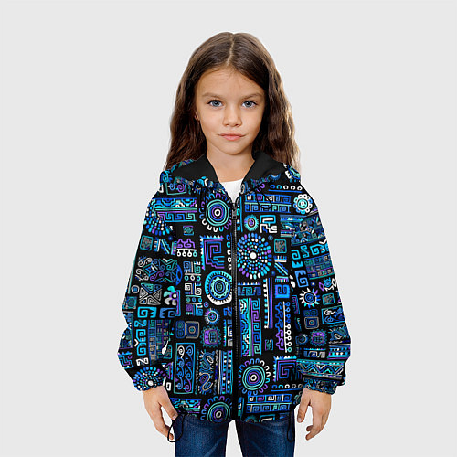 Детская куртка Этнический неоновый орнамент / 3D-Черный – фото 3