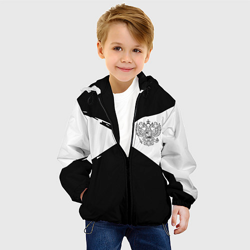 Детская куртка Герб рф абстрактные краски / 3D-Черный – фото 4