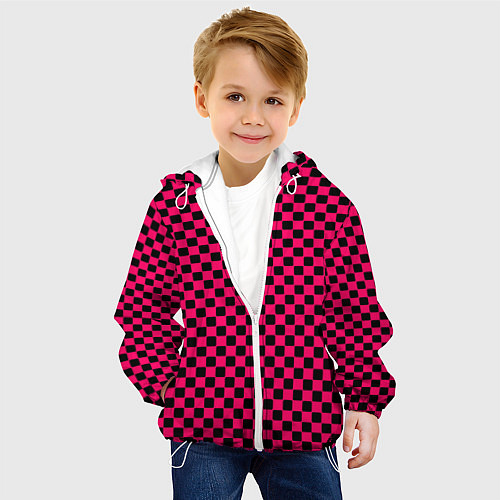 Детская куртка Паттерн розовый клетка / 3D-Белый – фото 4