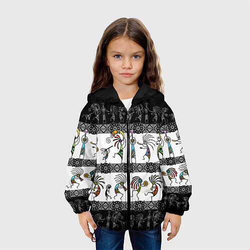 Детская куртка Кокопелли - боги индейцев хайда / 3D-Черный – фото 3